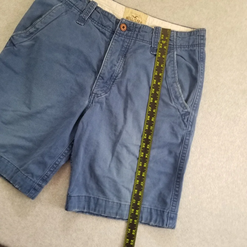 Hollister Shorts Mens 34 Blue Chino Flat Front Casual Embroidered Seagull Y2K